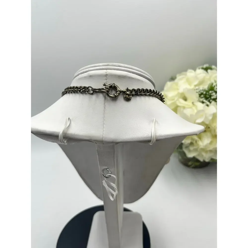 J. Crew Black‎ Rhinestone Teardrop Bead Gold Tone Chain Opalescent Necklace